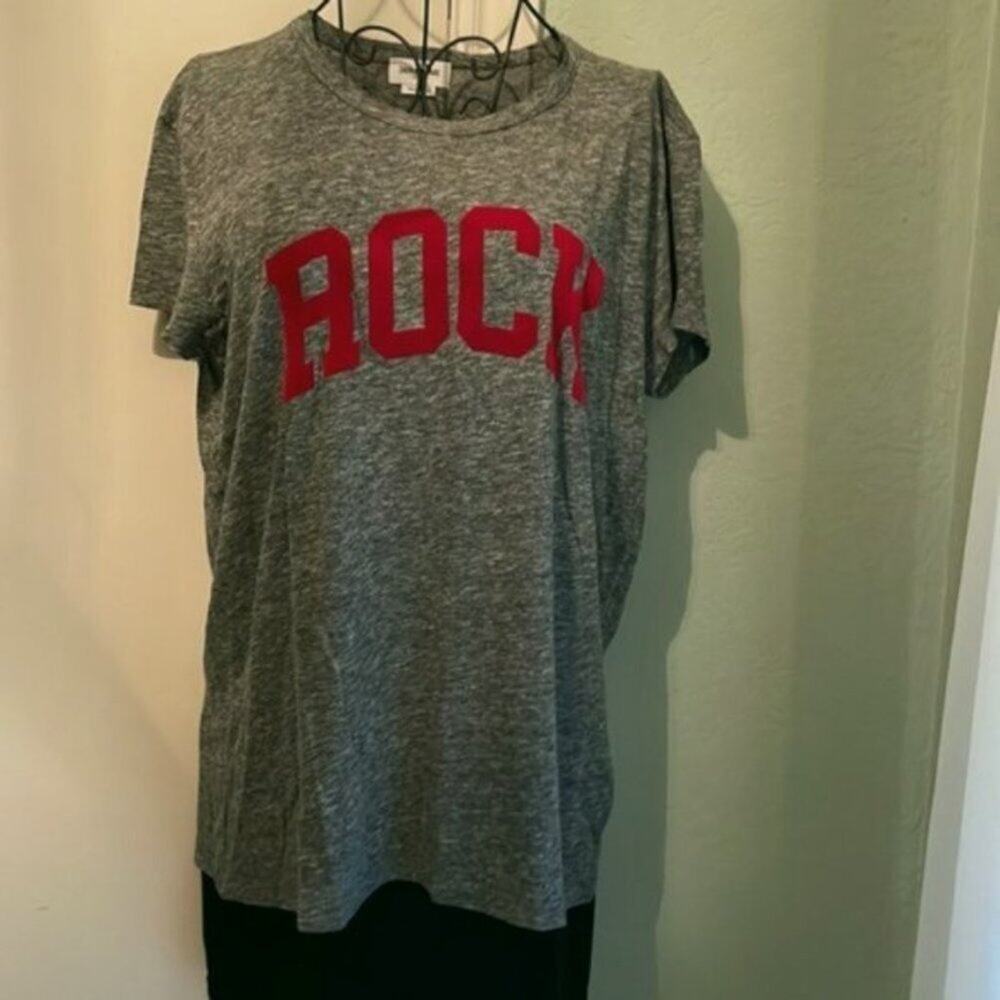 Zadig & Voltaire Flocked Rock Detail Tee Gray M - Picture 2 of 9